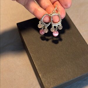 Elegant Pink and Gold Dangle Earrings